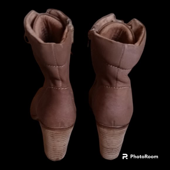 Seychelles Tan Lace up Peep Toe Leather Heels - Picture 4 of 7